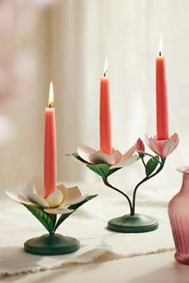 Pink Magnolia Taper Holder