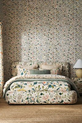 Anthropologie Winnie Tall Hattie Floral Bed In White