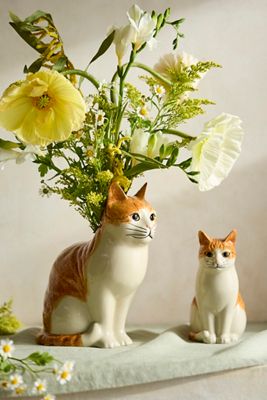 Quail Ceramics Orange Cat Vase