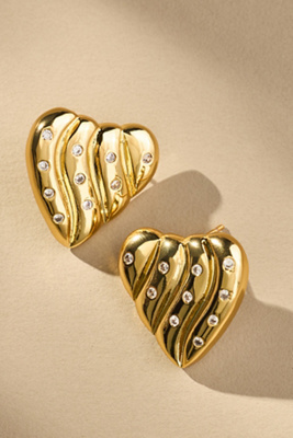 Logan Tay Bling Heart Stud Earrings In Gold
