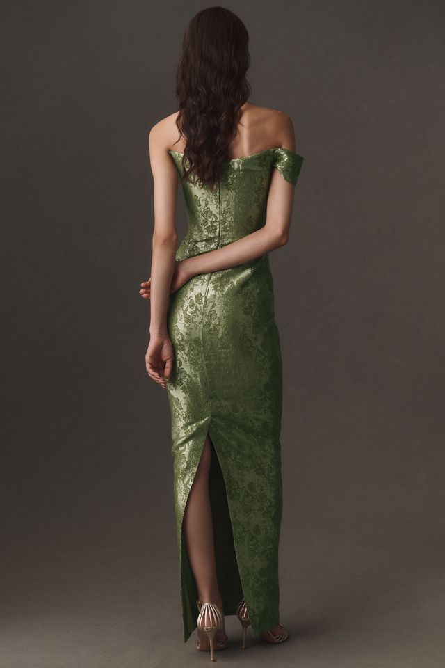 SAU LEE Jackson Jacquard Asymmetric Gown #1