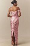 SAU LEE Jackson Jacquard Asymmetric Gown