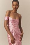 SAU LEE Jackson Jacquard Asymmetric Gown