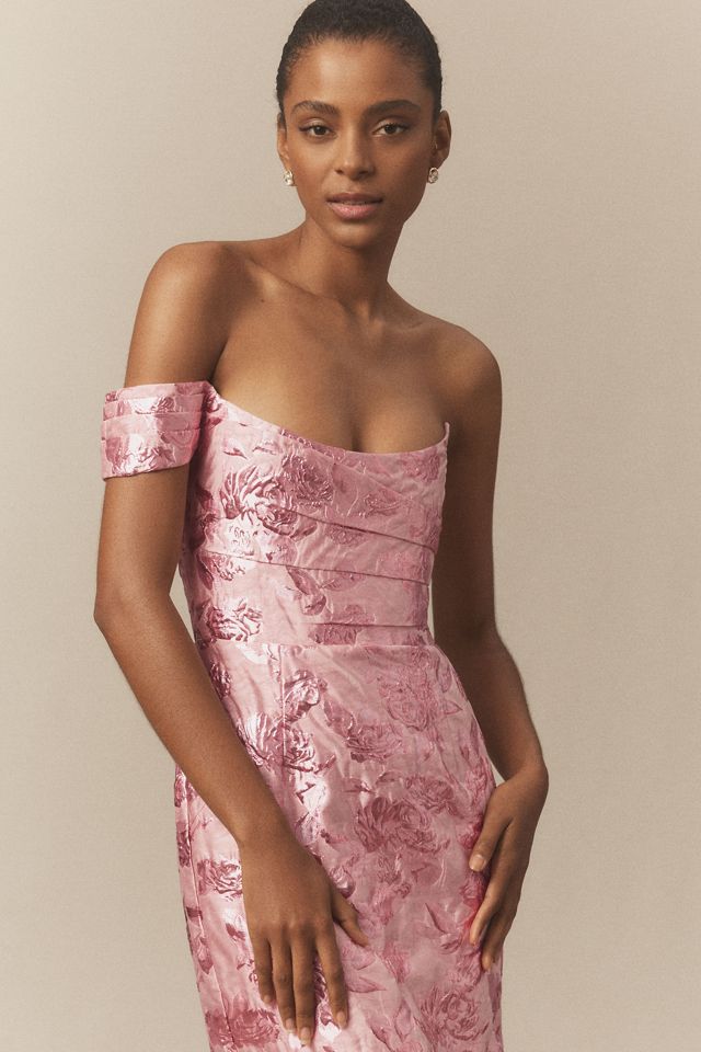 SAU LEE Jackson Jacquard Asymmetric Gown #2