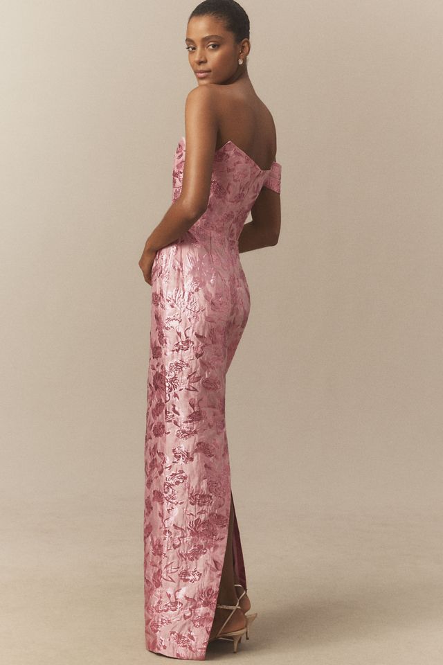 SAU LEE Jackson Jacquard Asymmetric Gown #3