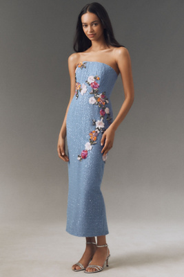Silvia Strapless Stretch Sequin Midi Dress