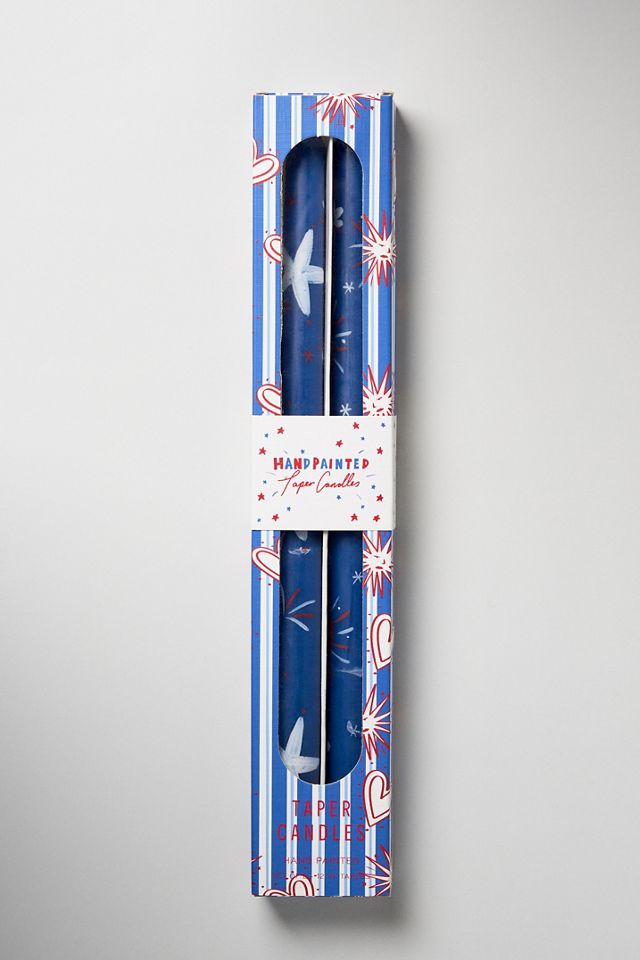Nephthys Illustrated Stars & Stripes Handpainted Taper Candles, Set of 2 #2