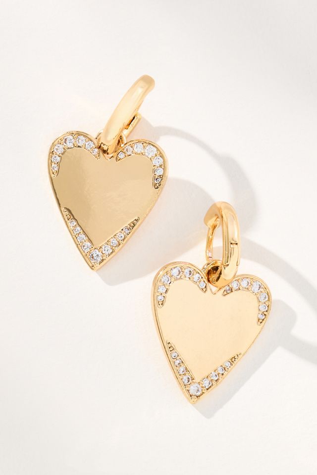 Crystal Heart Huggie Hoop Earrings #2