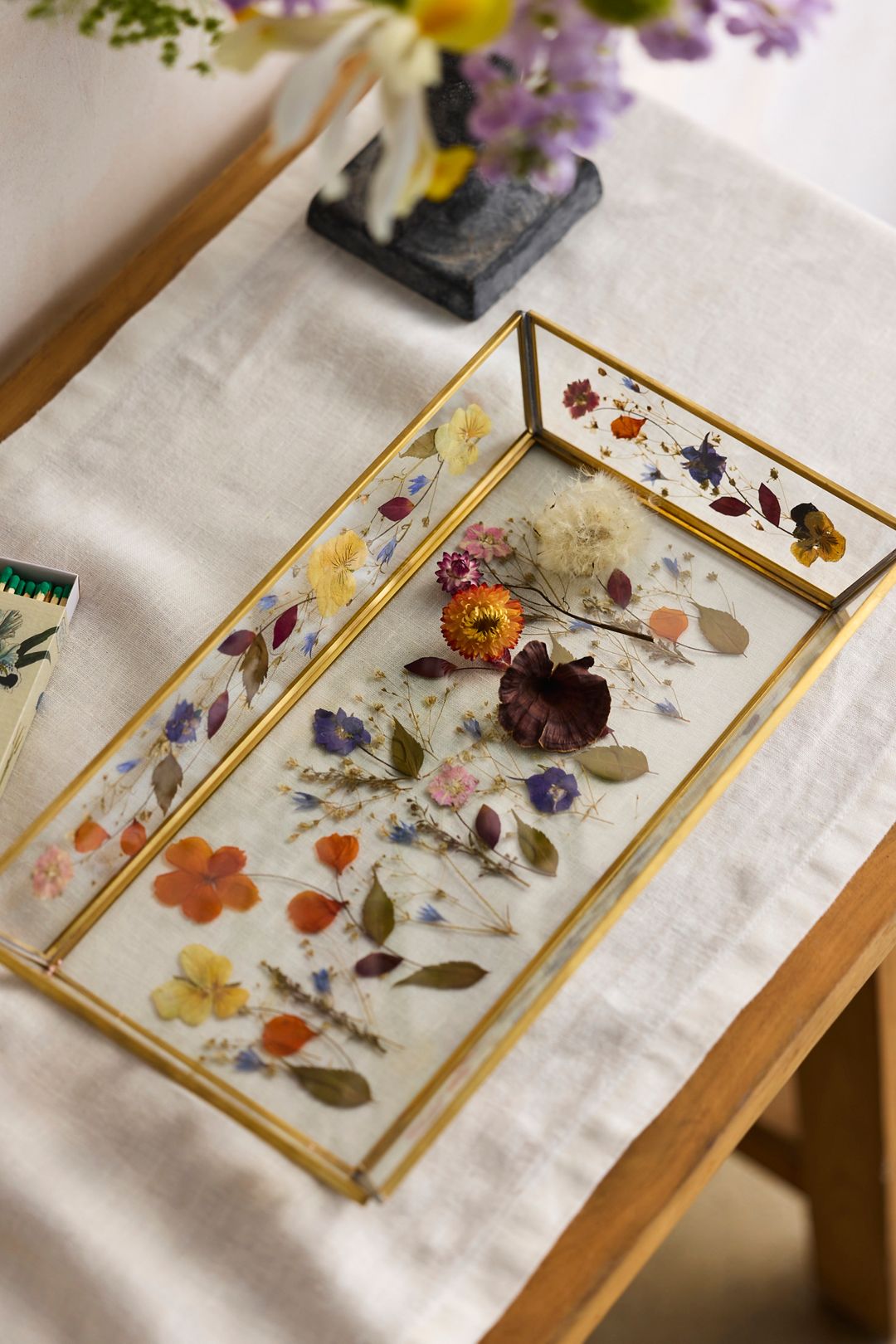 Pressed Floral Glass Tray - Multi, Standard, One Size