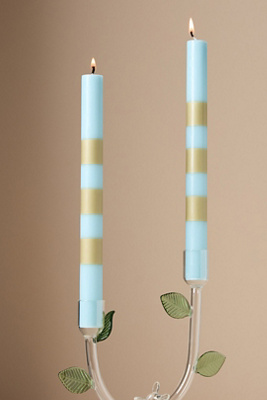 Anthropologie Striped Taper Candles, Set Of 2