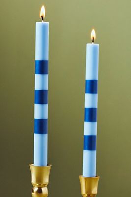 ANTHROPOLOGIE STRIPED TAPER CANDLES, SET OF 2 