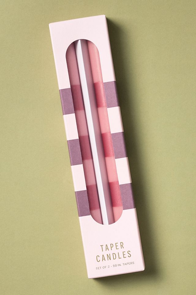 Striped Taper Candles, Set of 2 #1