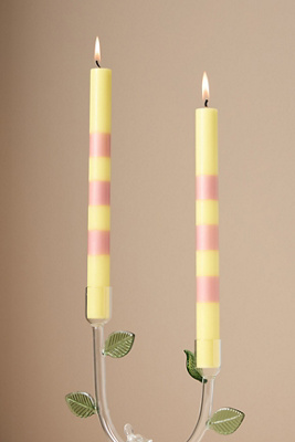 Anthropologie Striped Taper Candles, Set Of 2
