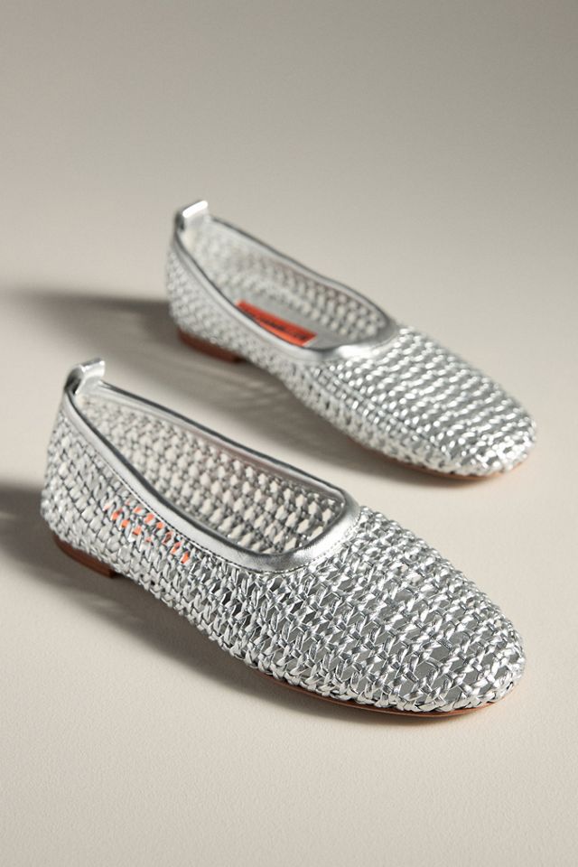 SIMONMILLER Riad Chrome Woven Ballerina Flats #1