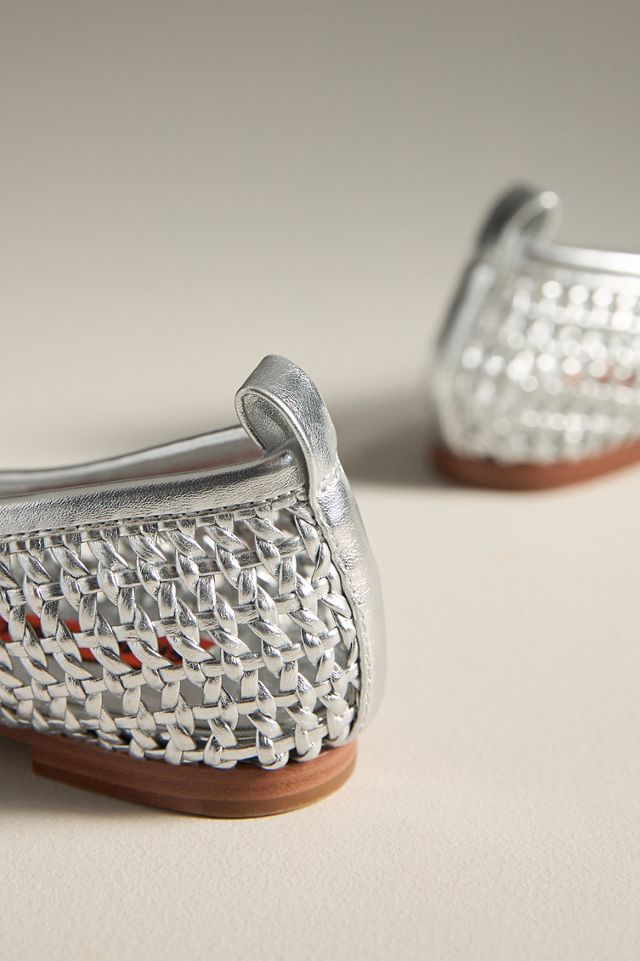 SIMONMILLER Riad Chrome Woven Ballerina Flats #3