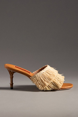 Simonmiller Playa Straw Bamboo-heel Mule Sandals In Beige