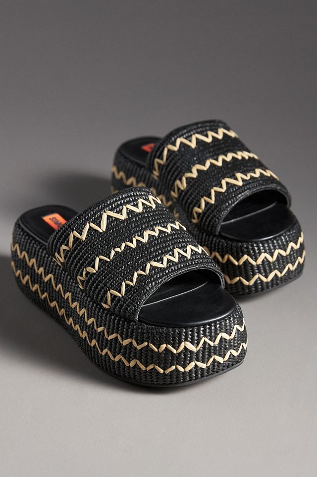 SIMONMILLER Zig Zag Raffia Platform Slide Sandals #2