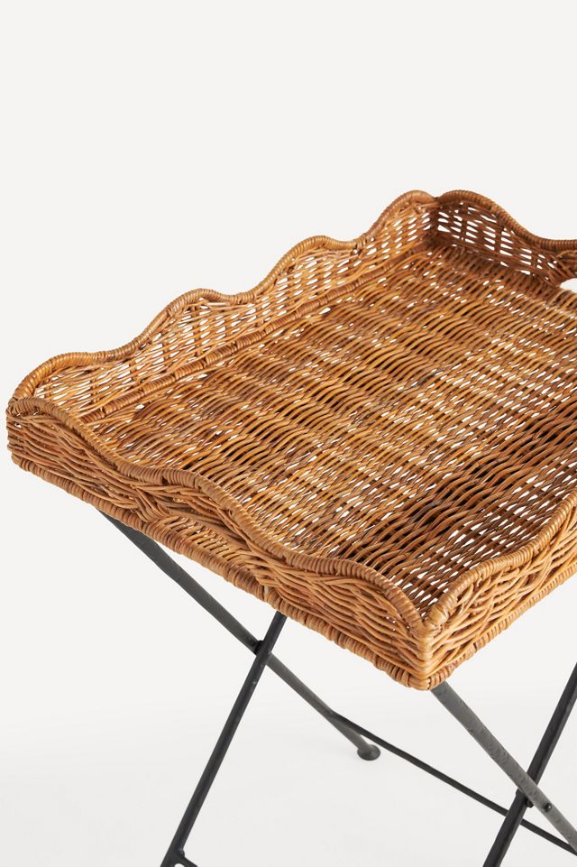 Maude Scallop Rattan Folding Tray Table #2