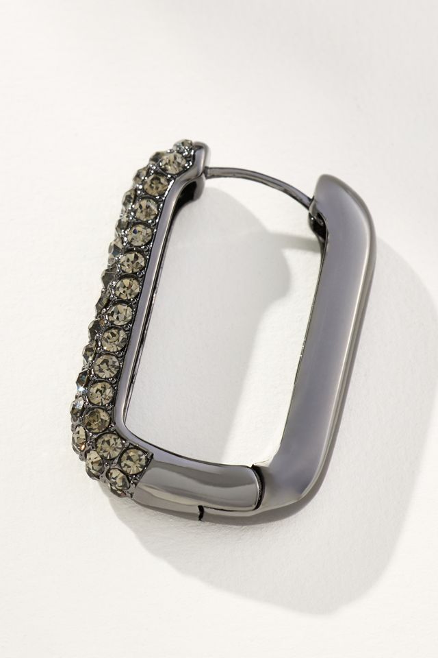 Half-Pavé Square Huggie Hoop Earrings #3