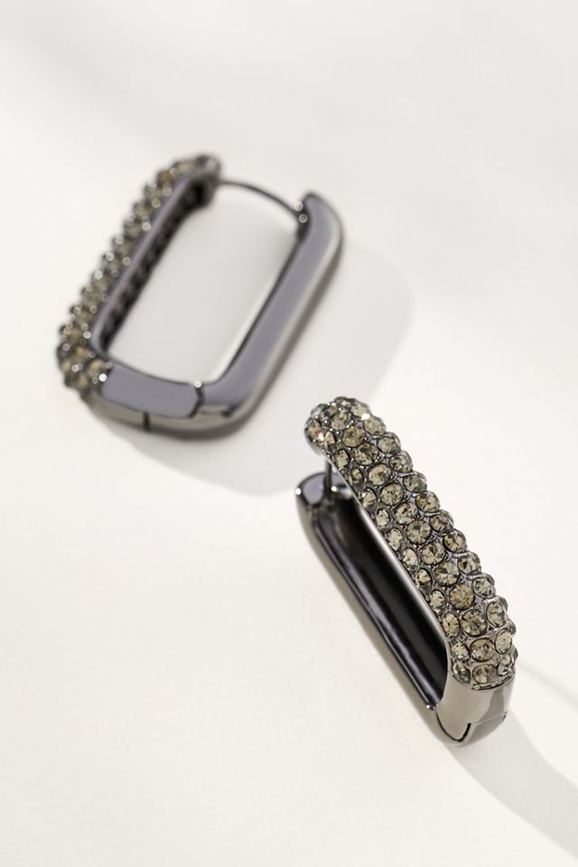 Half-Pavé Square Huggie Hoop Earrings #2