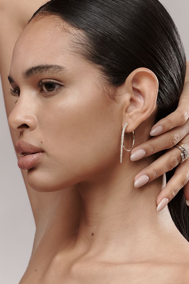 Large Crystal Rocker Hoop Earrings #1