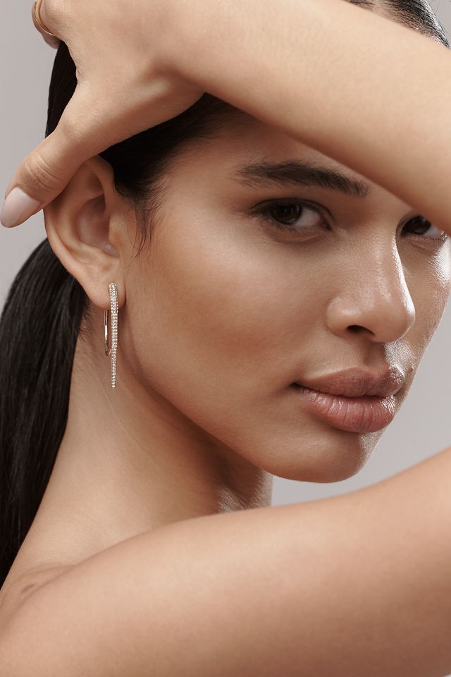 Large Crystal Rocker Hoop Earrings #2