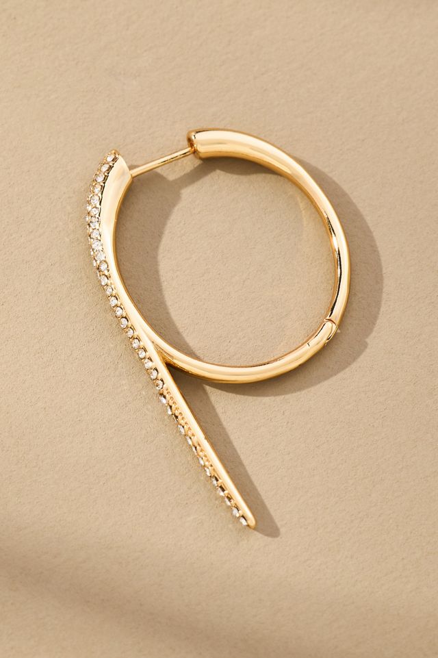 Large Crystal Rocker Hoop Earrings #5