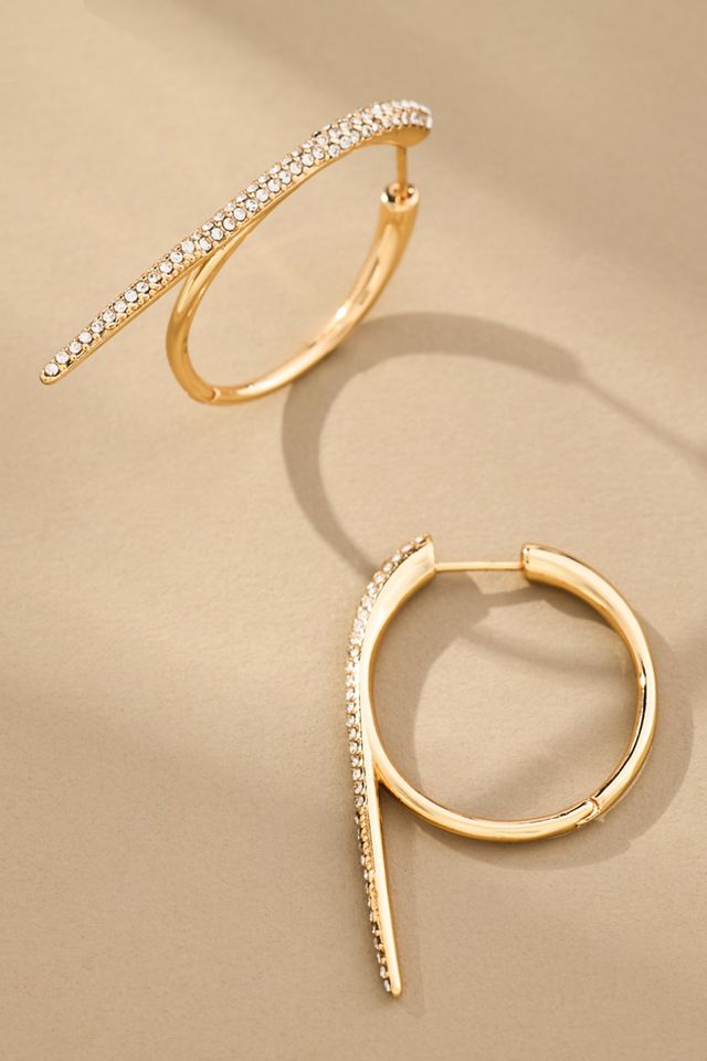 Large Crystal Rocker Hoop Earrings #3