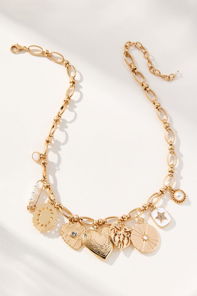 Anthropologie Necklace - Flower Natural Charm & 30” Chain Gold outlet Build A Necklace