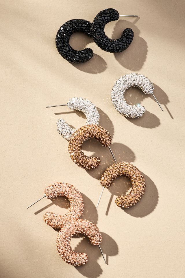 Small Rhinestone Hoop Earrings #4