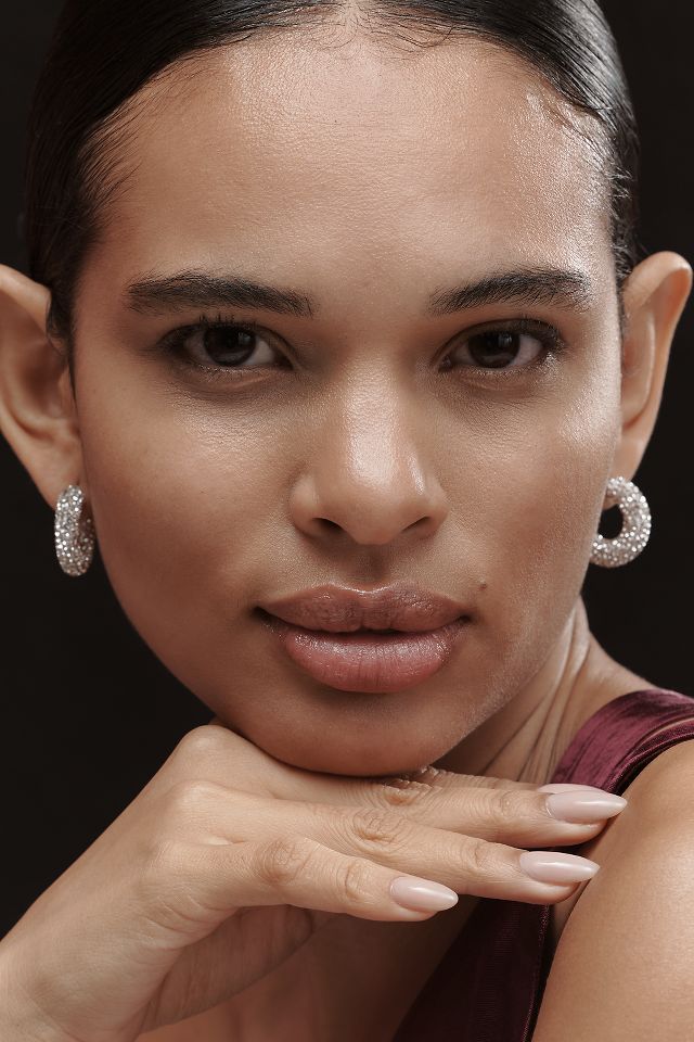 Small rhinestone hoop earrings hot sale