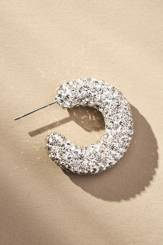 Small Rhinestone Hoop Earrings #5