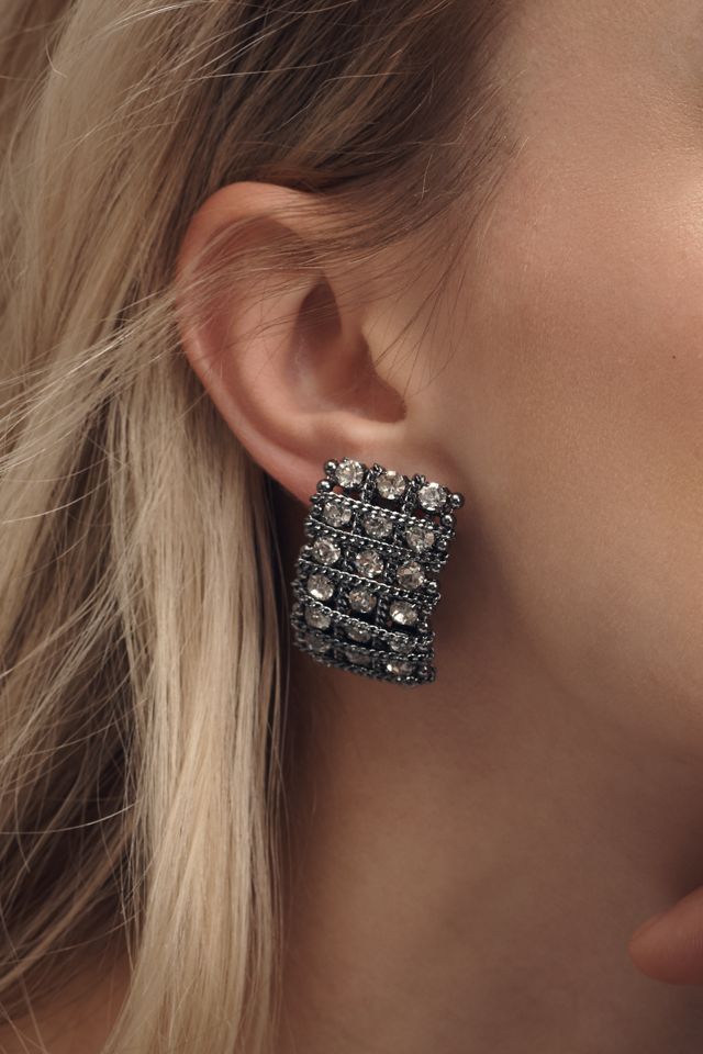 Crystal Grid Post Earrings #1