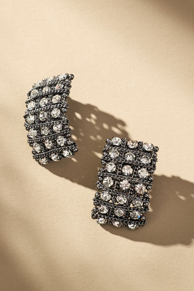 Crystal Grid Post Earrings #2