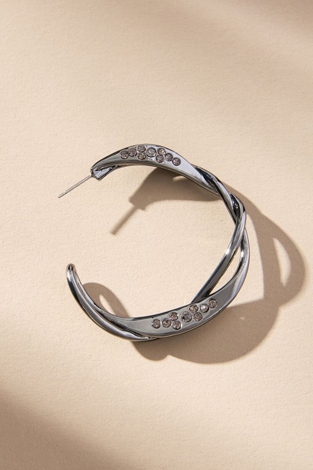 Twisted Crystal Hoop Earrings #2