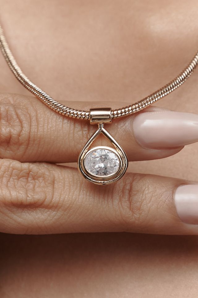 Crystal Oval Pendant Necklace #2