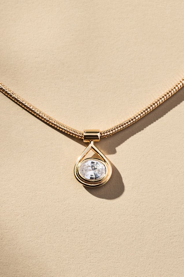 Crystal Oval Pendant Necklace #5