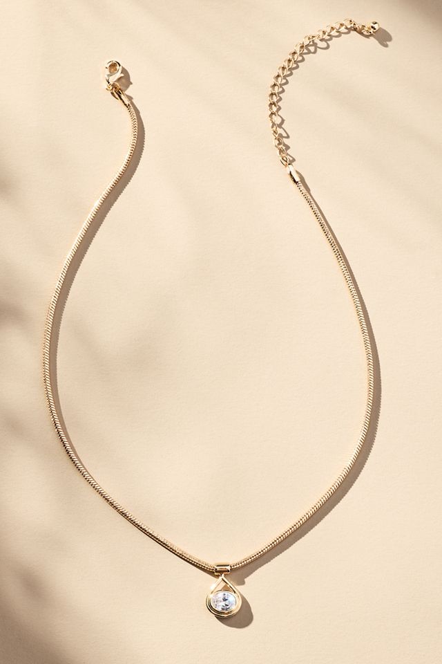 Crystal Oval Pendant Necklace #3