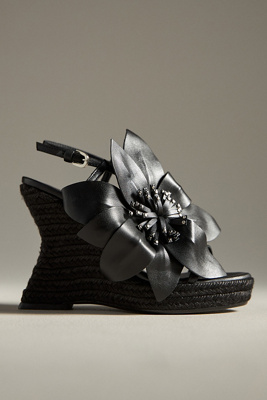 Castaã±er Jade Espadrille Wedge Sandals In Black