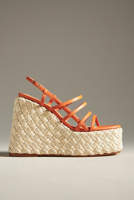 Castaã±er Fiona Espadrille Platform Wedge Sandals In Orange