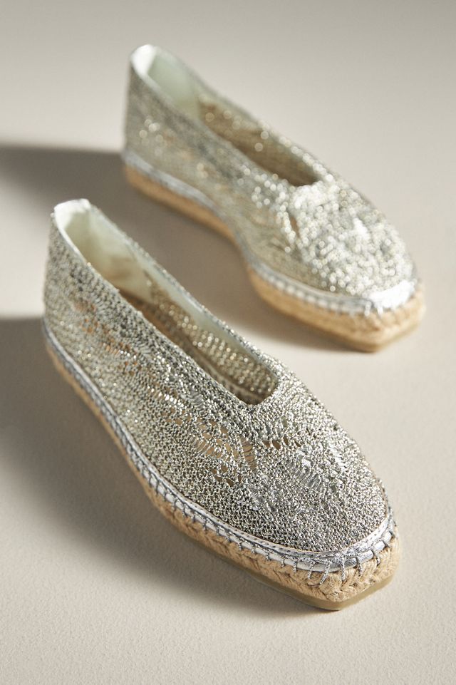 Castañer Kim Metallic Woven Espadrille Flats #1