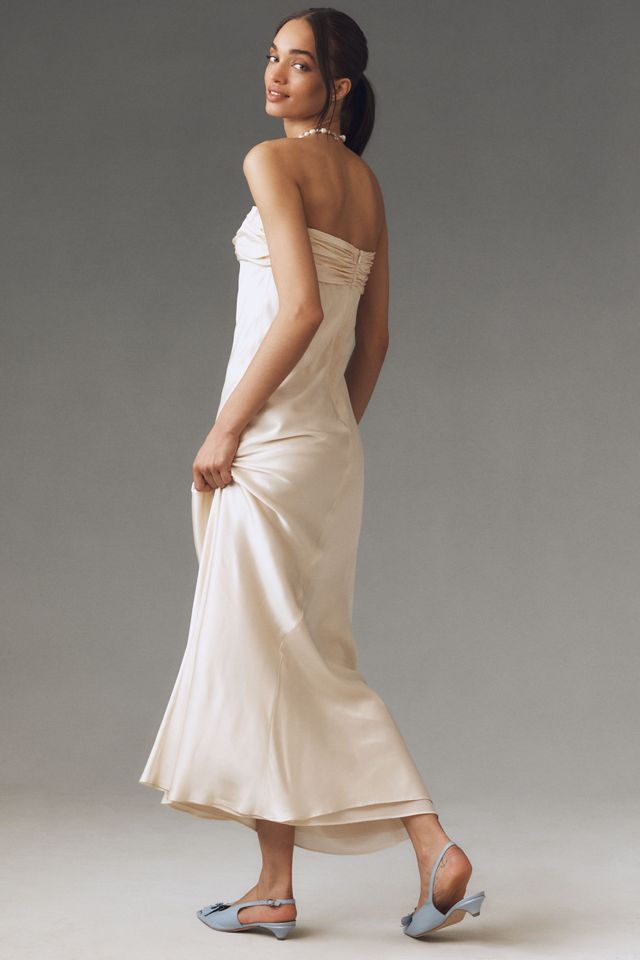 Shona Joy La Lune Strapless Ruched Satin Maxi Dress #1