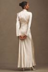 Shona Joy La Lune Long-Sleeve Plunge V-Neck Satin Maxi Dress