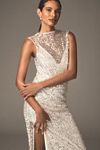 Shona Joy Asteri Sleeveless High-Neck Sequin & Beaded Maxi Dress