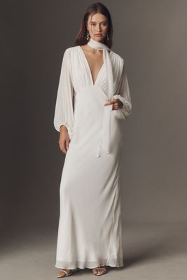 Jenny by Jenny Yoo Lawrence Square-Neck Open-Back Taffeta Wedding Gown