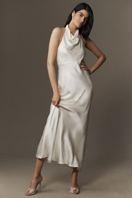Shona Joy La Lune High Cowl-neck Open-back Maxi Dress In White