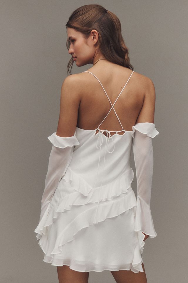 Shona Joy Lira Long-Sleeve Off-The-Shoulder Ruffled Mini Dress #1