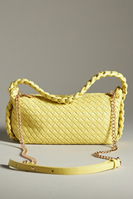 Shop Melie Bianco Woven Shoulder Bag In Yellow