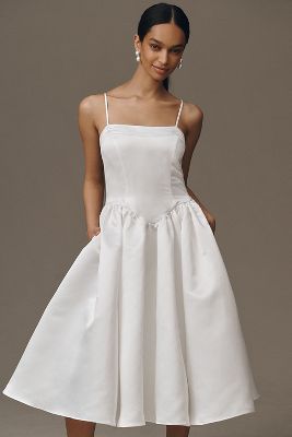 BHLDN BASQUE-WAIST MIDI DRESS 