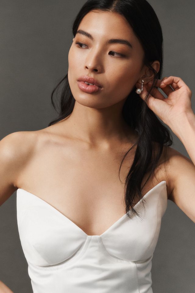 BHLDN Strapless Pointed-Neck Sculptural Mini Dress #3